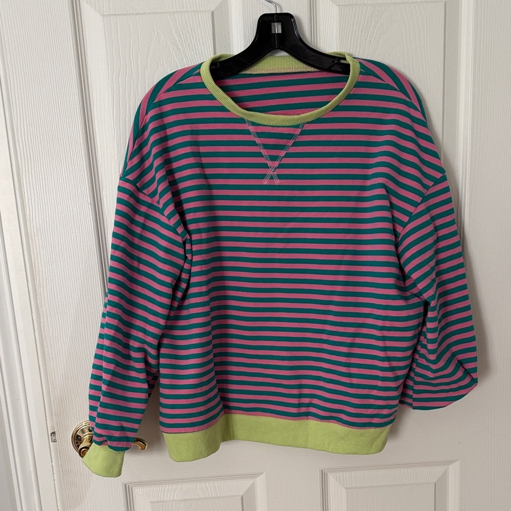 Striped Green and Pink Sweatshirt